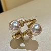 Brass Micro Pave Clear Cubic Zirconia Cuff Rings for Women FS-WG3C0F1-01-1