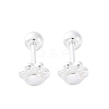 S999 Fine Silver Stud Earrings EJEW-F356-06S-2