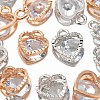 20Pcs 2 Colors Valentine's Day Theme Heart Alloy Micro Clear Cubic Zirconia Charms ZIRC-FS0001-01-3
