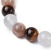 Round Natural Sunstone Beads Stretch Bracelets for Women BJEW-TA00568-02-3