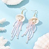 304 Stainless Steel Dyed Synthetic Turquoise & Natural Rose Quartz & Glass Seed Beaded Jellyfish Dangle Earrings EJEW-MZ00529-02-1