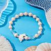 3Pcs Synthetic Turquoise & Wood & Glass Beaded Stretch Bracelets for Women BJEW-JB11128-4