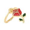 Adjustable Brass Enamel Pendant Finger Rings for Women RJEW-A090-03G-4