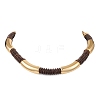 12MM Two Tone Acrylic & CCB Plastic & Coconut Curved Tube Beaded Necklaces for Women NJEW-JN05373-02-2