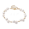 8mm Round Shell Pearl Copper Wire Wrapped Link Bracelet for Women BJEW-JB10316-1