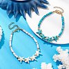 2Pcs Synthetic Turquoise & Plastic Pearl Beads Link Bracelets for Women BJEW-JB11286-1