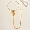 Vintage Gothic Style Brass Pave Cubic Zirconia Flower Long Tassel Lariat Necklace Brooch for Women GO0016-3-1