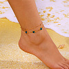 Alloy and Acrylic 5-Petal Flower Link Chain Double Layer Anklets for Women FS-WG1ACB2-03-1