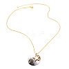 Summer Beach Brass & Natural Paua Shell Flat Round Pendant Necklaces for Women WG98B2F-03-2