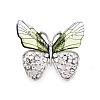 Alloy Crystal Rhinestone Butterfly Brooch Pins with Glitter Epoxy Resin for Clothes Backpack JEWB-T005-06-1