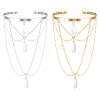 2Pcs 2 Colors Iron Upper Arm Cuff Bangles for Women AJEW-HY0002-62-1