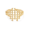 Hollow Tartan Round Brass  Open Cuff Ring for Women RJEW-Z055-05G-03-2