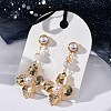 Brass Flower Dangle Stud Earrings EJEW-R014-04G-3