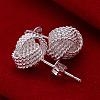 Flower Silver Color Plated Brass Stud Earrings EJEW-BB11932-3