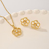 Elegant Copper Inlaid Zirconia Floral Jewelry Set for Women's Holiday Gift EZ7995-1