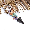 Natural Obsidian Cone Charm Keychain G-PW0007-030E-1