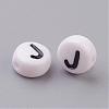 Flat Round with Letter J Acrylic Beads X-PL37C9070-J-2