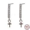 Rhodium Plated 925 Sterling Silver Stud Earring Findings STER-L057-052P-1