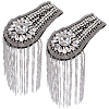 Teardrop Iron Chain Tassel with Rhinestone Epaulettes AJEW-WH20006-326C-P-1