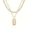 Brass Micro Pave Clear Cubic Zirconia Rectangle with Initial Pendant Double Layer Necklaces for Women FS-WG478B5-15-1