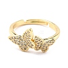 Adjustable Brass Micro Pave Cubic Zirconia Finger Ring RJEW-F116-24G-1