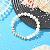 Natural Cultured Freshwater Pearl & Brass Beaded Stretch Bracelets for Women BJEW-JB13998-1