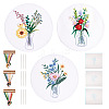 3Pcs 3 Style Vase & Flower Pattern DIY Display Decoration Embroidery Beginner Kit DIY-TA0006-16-9