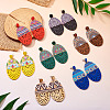 7 Pairs 7 Styles Wood Stud Earrings EJEW-TA0001-51-5