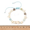Ocean Synthetic Turquoise Fish Starfish and Natural Flower Amazonite Round Braided Bead Bracelets BJEW-JB14477-6