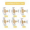 24Pcs 6 Style 304 Stainless Steel Stud Earrings Finding STAS-DC0014-04-2