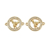 Brass Micro Pave Clear Cubic Zirconia Ring with Angel Connector Charms KK-I358-047G-1
