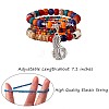 5Pcs 5 Style Wood & Glass Seed & Acrylic Beaded Stretch Bracelets Set with Baseball JB709B-2