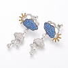 Brass Micro Pave Cubic Zirconia Dangle Stud Earrings EJEW-Q691-73-2