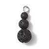 Natural Lava Rock Round Beaded Pendants PALLOY-JF02867-06-1