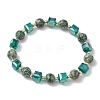 Natural Mixed Gemstone Round Beaded Stretch Bracelets for Women BJEW-JB11366-3