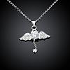 Silver Plated Brass Cubic Zirconia Fairy Pendant Necklaces NJEW-BB03306-2
