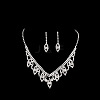 Leaf Brass Pave Clear Cubic Zirconia & Rhinestone Pendant Necklaces & Stud Earrings Sets FS-WG35E42-01-4