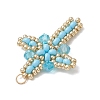 Glass Seed Beaded Cross Pendants PALLOY-MZ00826-06-4