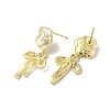 Flower Alloy Pave Cubic Zirconia & Enamel Stud Earrings EJEW-K282-02G-2