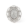Vintage Adjustable Iron Flower Finger Ring Components Alloy Cabochon Bezel Settings X-PALLOY-O036-19AS-3