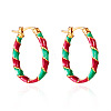 Christmas Alloy Enamel Twist Hoop Earrings FS-WG4C0CB-05-2