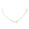 Alloy Star & Natural Cultured Freshwater Pearl Potato Beaded Pendant Brass Cable Chain Necklaces for Women NJEW-JN05788-2