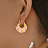 Fashionable Delicate Simple Color Block Fan-shaped Stainless Steel Hoop Earrings for Women LW7077-1-1