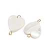 Natural Shell Heart Connector Charms STAS-D378-25G-2