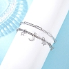 304 Stainless Steel Paperclip & Figaro Chain Bracelets for Women BJEW-JB12445-02-3