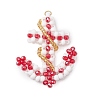 2Pcs 2 Colors Glass Seed Beaded Boat Anchor Pendants PALLOY-MZ00534-2