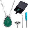 Dyed Natural White Jade Green Teardrop Urn Ashes Pendant 304 Stainless Steel Cable Chain Necklaces NJEW-OC0001-09B-1