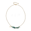 Natural Green Aventurine & Malachite & West African Jade Chip and Round Beaded Pendant 304 Stainless Steel Cable Chain Necklaces for Women NJEW-JN05741-01-4