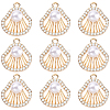 10Pcs Brass Micro Pave Clear Cubic Zirconia and ABS Imitation Pearl Pendants KK-BBC0023-98-7