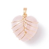 Natural Rose Quartz Pendants PALLOY-JF01282-04-1